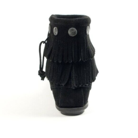 Minnetonka Double Fringe Suede Ankle Boots - Picture 6 of 12